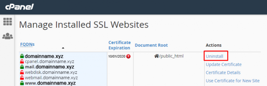 How to Activate SSL for a domain in cPanel?